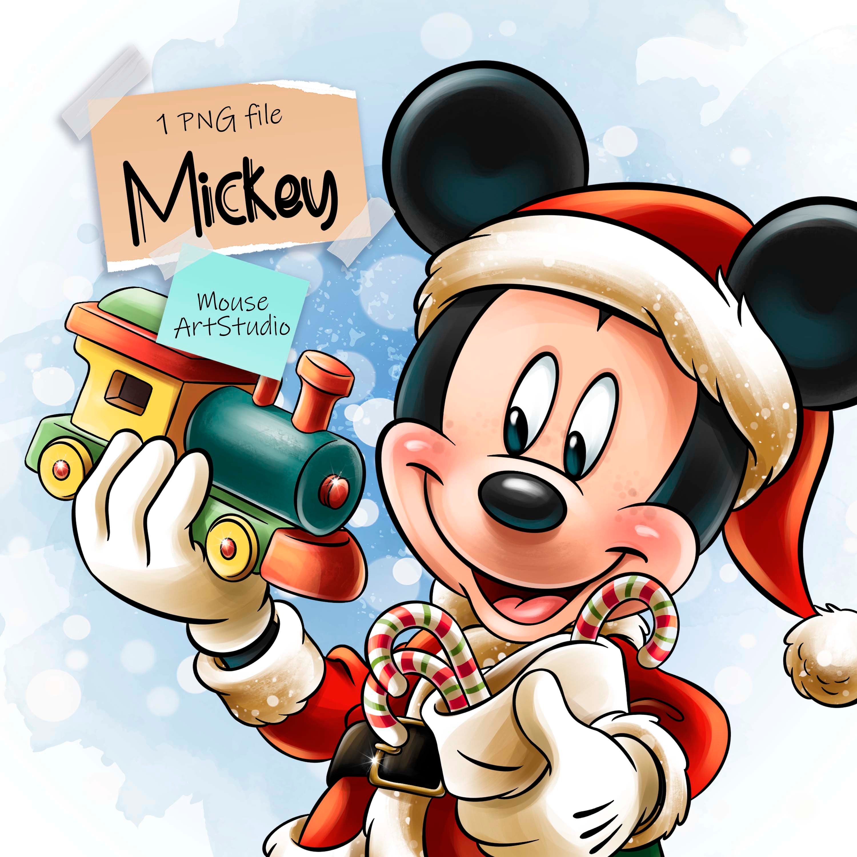 Christmas Theme Disney Cartoon Mickey Mouse Design Printed