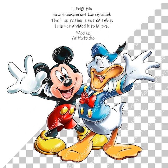 ミッキーマウスとドナルドダック、永遠の友達、昇華デザイン、デジタル