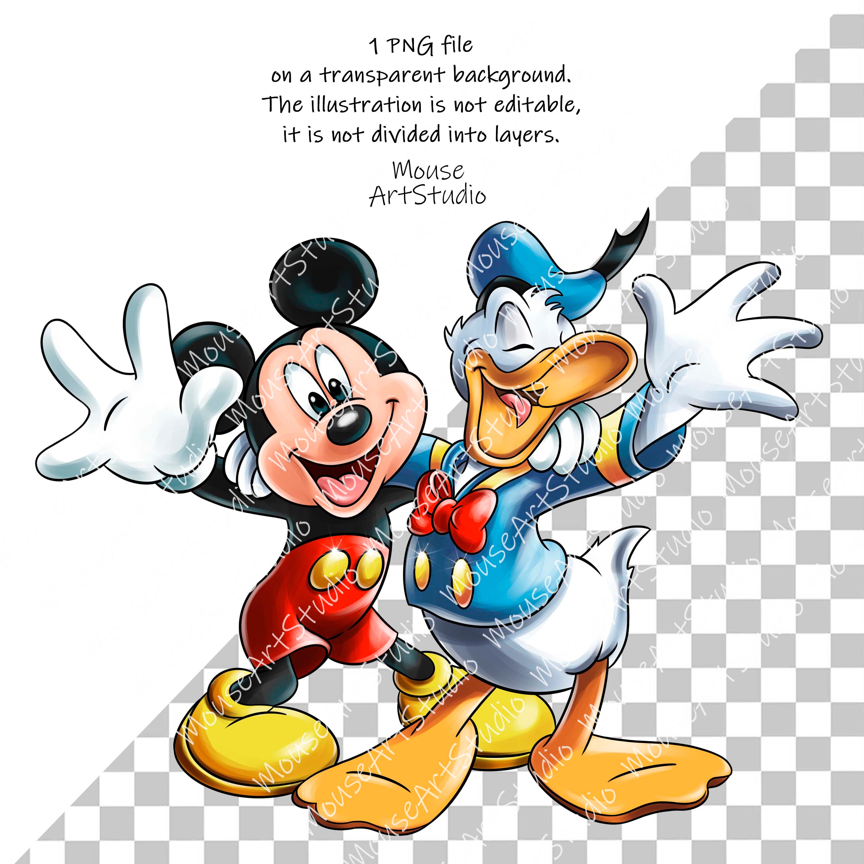 ミッキーマウスとドナルドダック、永遠の友達、昇華デザイン、デジタル