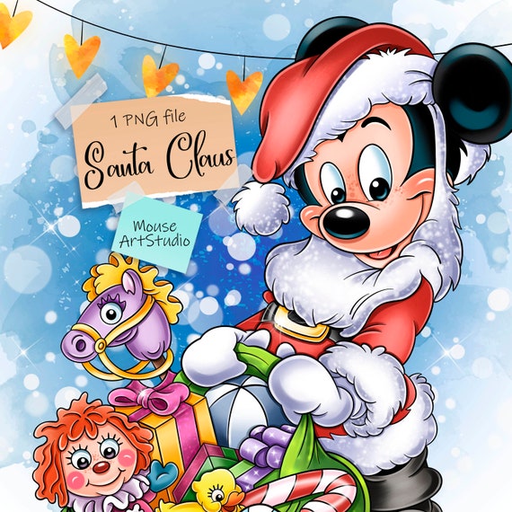 Micky Maus, Weihnachtsmann, Geschenke, Weihnachten, Sublimation Design,  digitale Illustration, Instant Download - .de