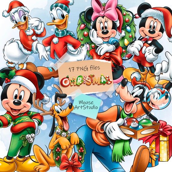 ミッキー＆ミニー クリスマス 押し絵 ミッキーとミニーマウスのクリスマスデザイン、ミッキーマウスのPNG