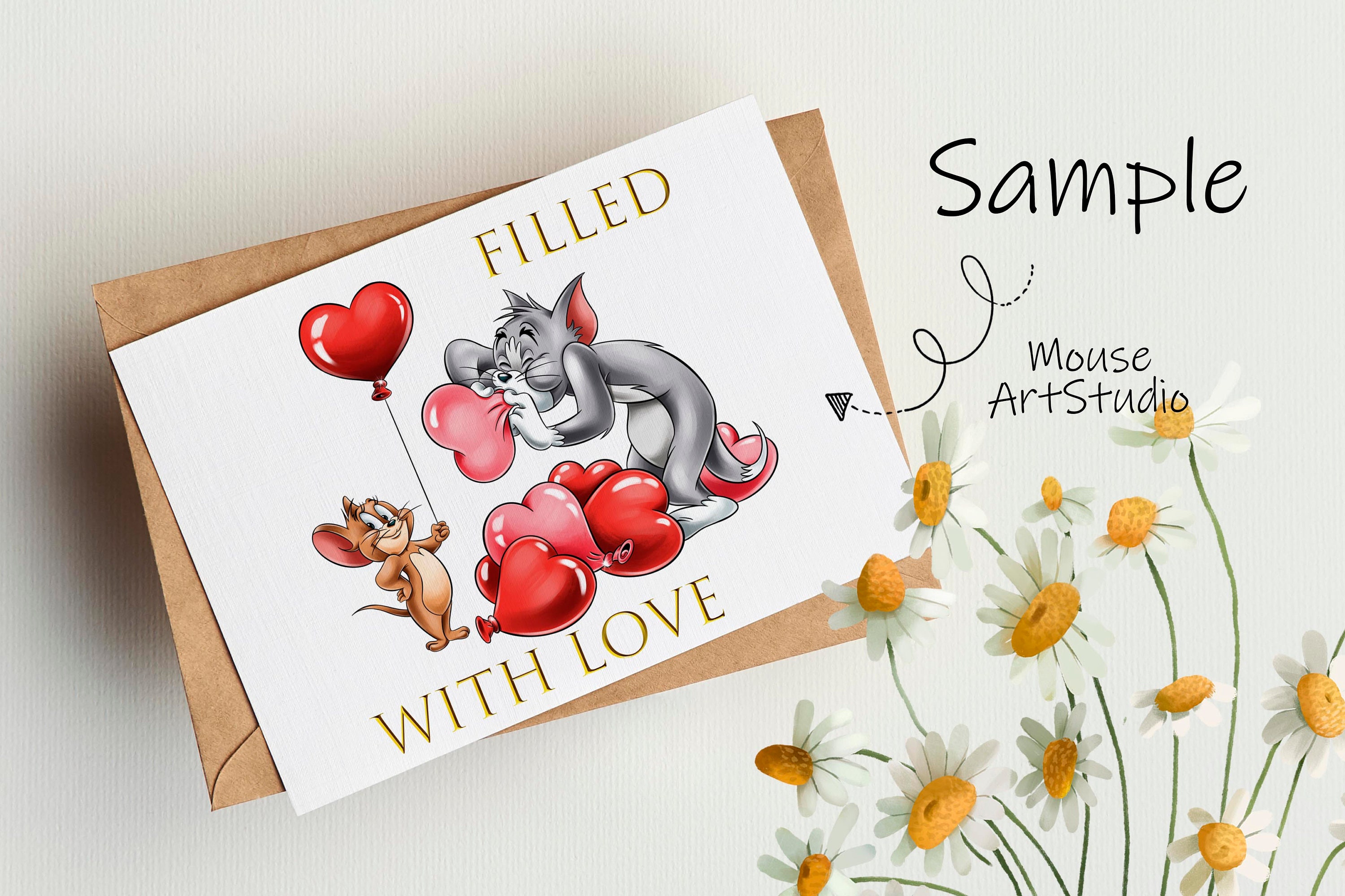 Tom and Jerry Valentine's Day Greeting Card Sublimation - Etsy Canada