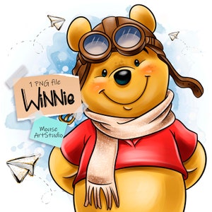 Winnie the Pooh, Teddy Bear PNG, Sublimation Design, Digital Illustration, Instant Download