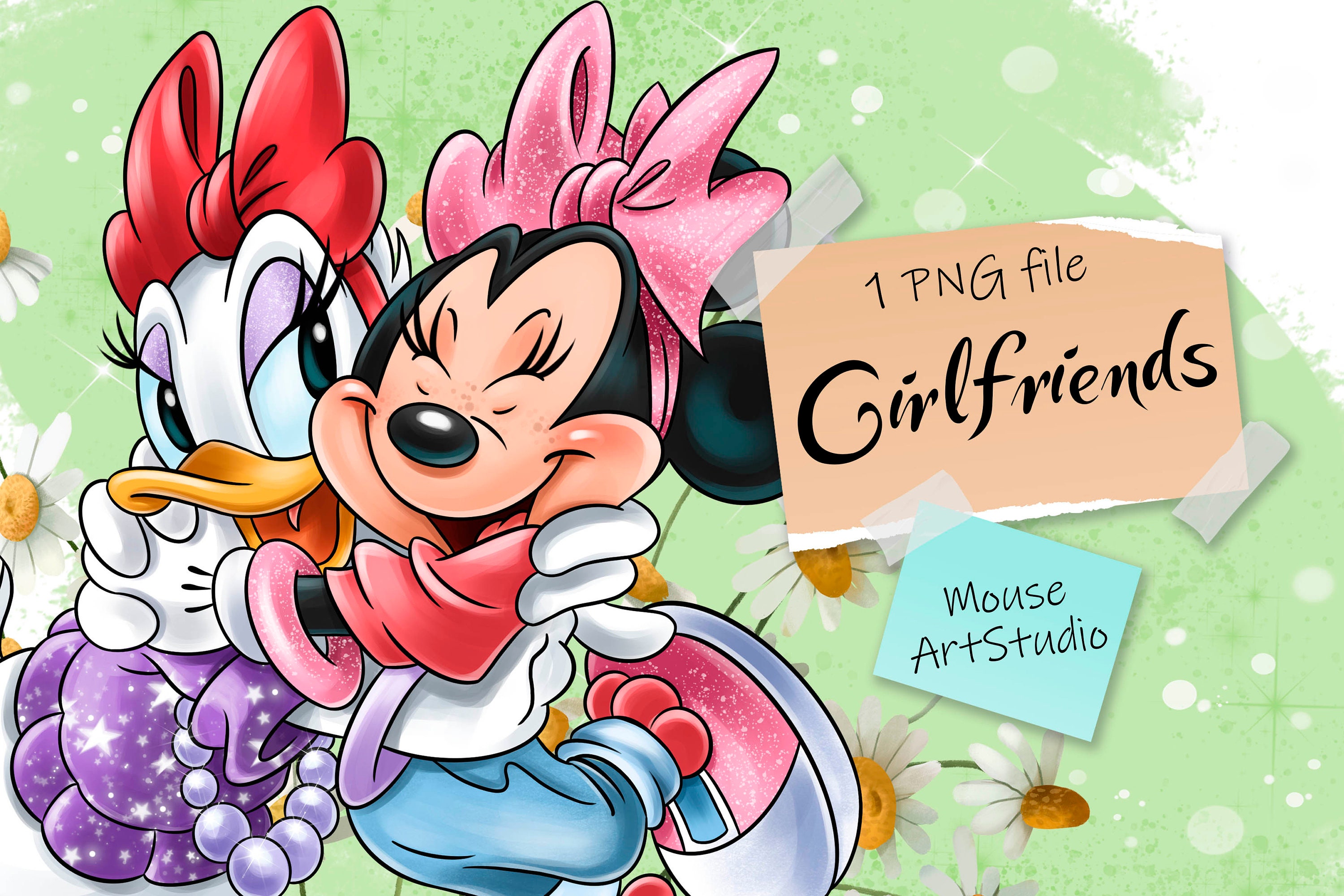 Girlfriends Minnie and Daisy Duck Sublimation Design Etsy
