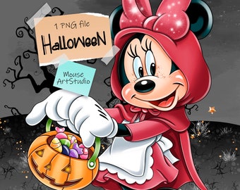 Halloween, Minnie PNG, Design par sublimation, Illustration numérique, Téléchargement instantané