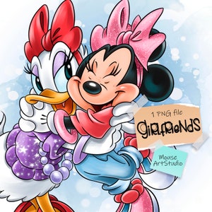 Girlfriends, Minnie and Daisy Duck, Sublimation Design, Digital Illustration, Instant Download