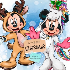 Christmas Minnie and Mickey Mouse PNG: Holiday Clipart (Digital Download)