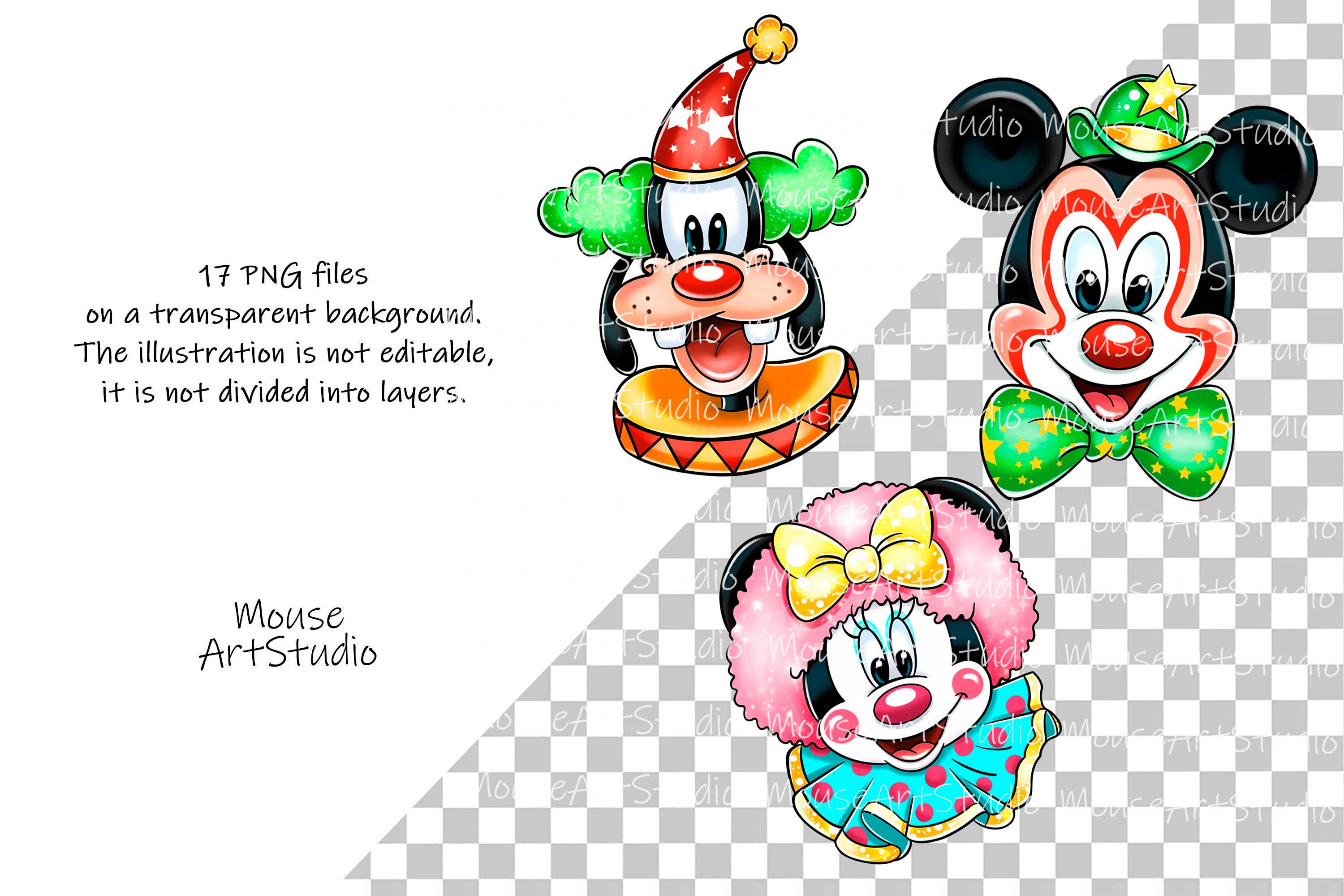 Circus, Mickey and Minnie, Goofy, Pluto, Clowns, Acrobats