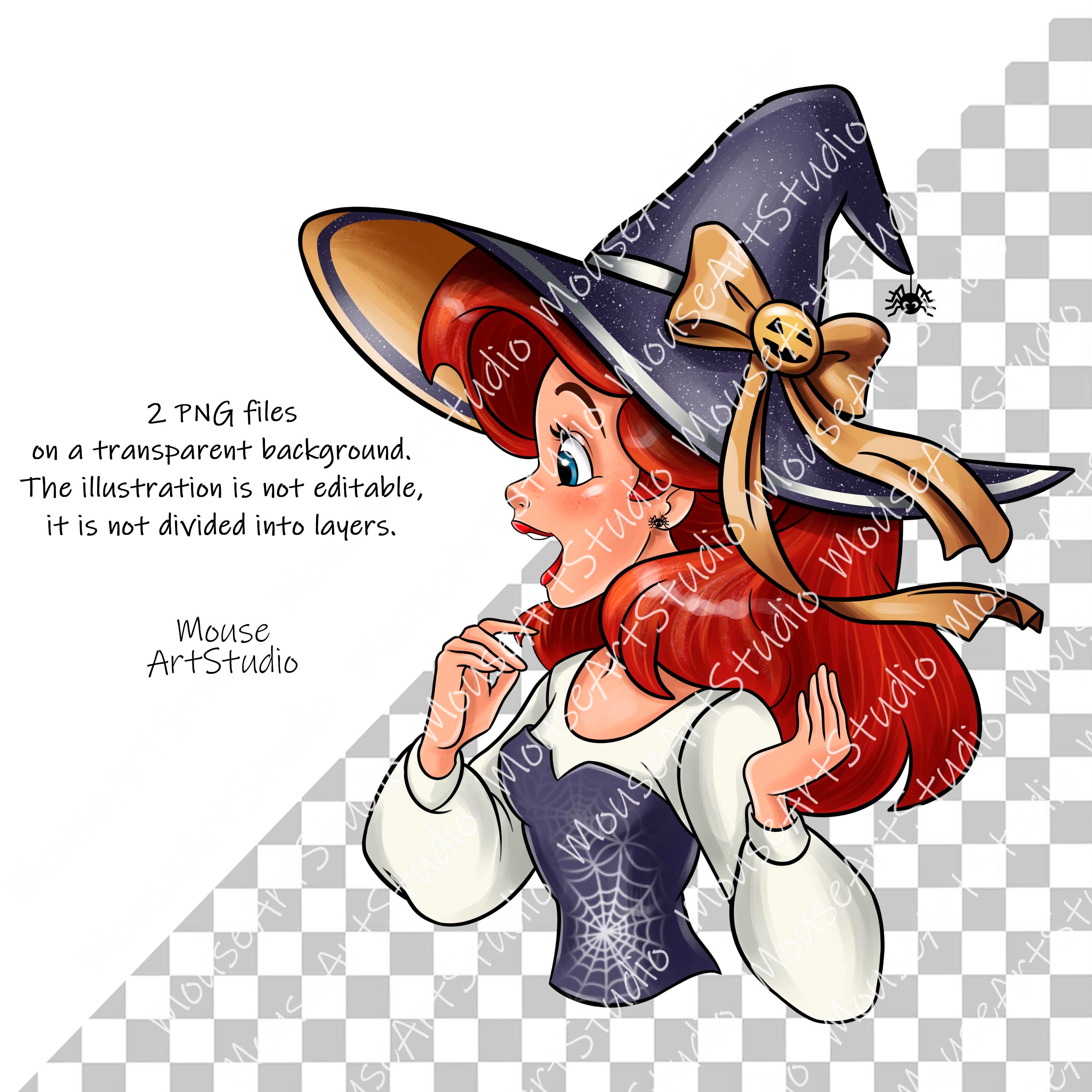 【アリエル】ハロウィンアクセサリーページ リトルマーメイドのアリエル PNG、魔女、ハロウィン、昇華デザイン