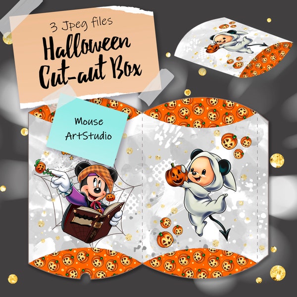 Pillow Box Template, Halloween Gift Box Template, Mickey and his Friends, Digital File, Instant Download