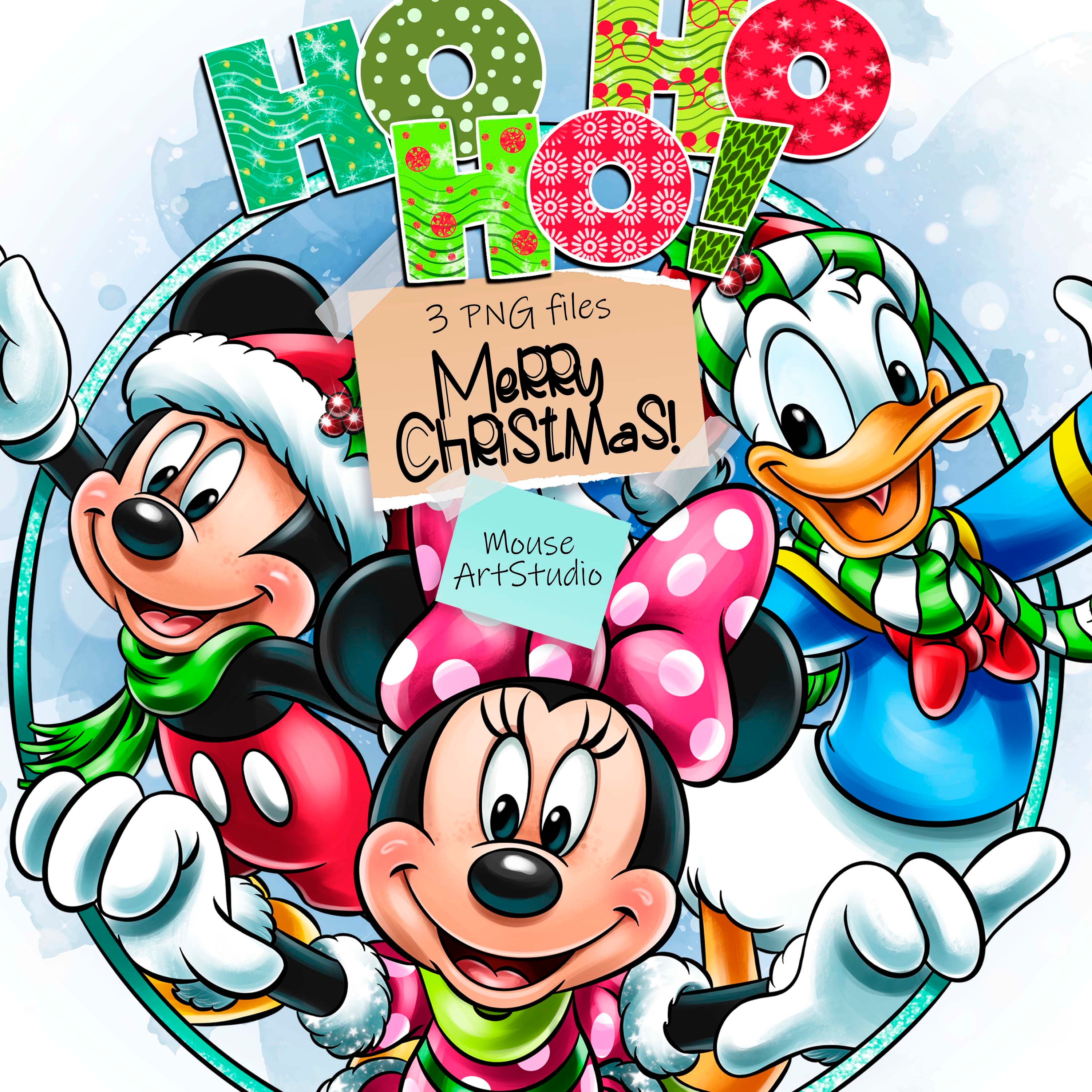 ミッキー、ミニー、ドナルド、ホーホーホー、メリークリスマス