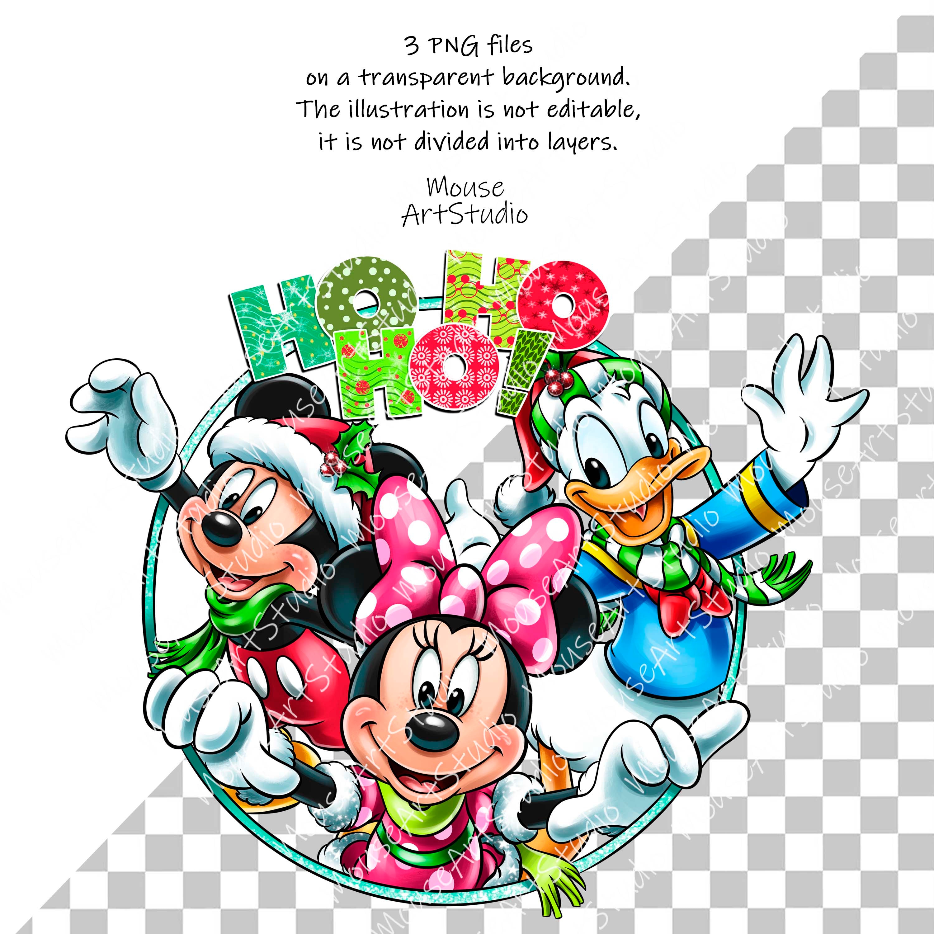 ミッキー、ミニー、ドナルド、ホーホーホー、メリークリスマス、昇華