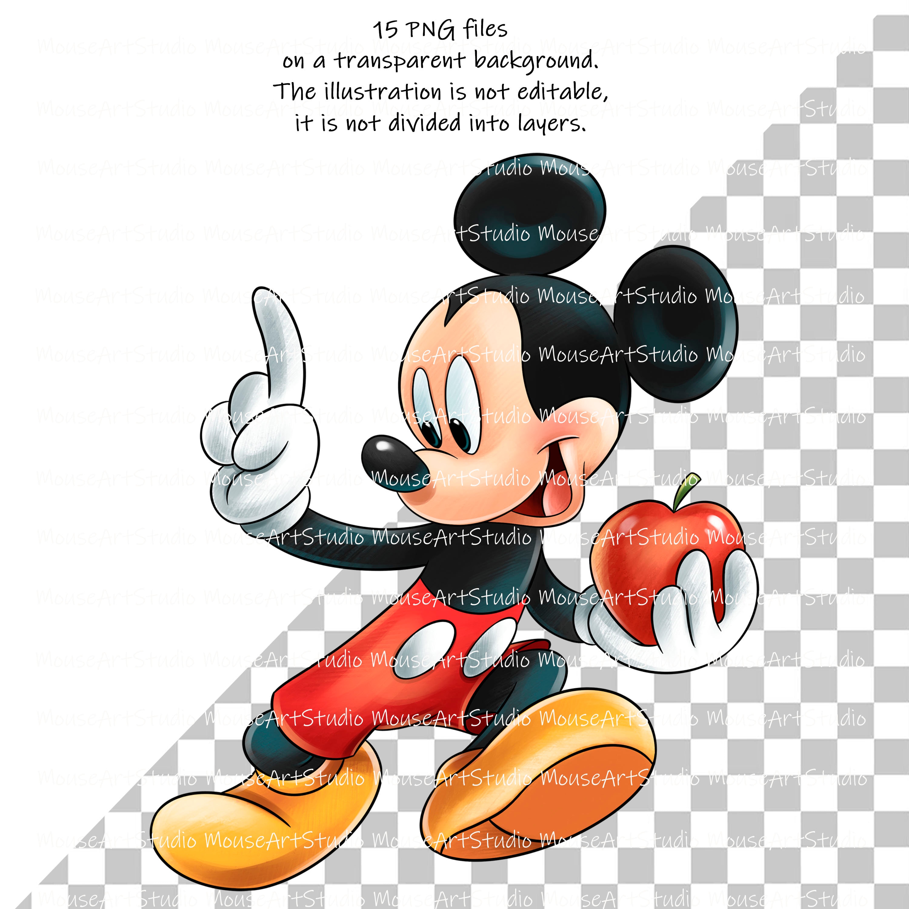 ミッキーマウス、学校の時間です、昇華デザイン、デジタルイラスト