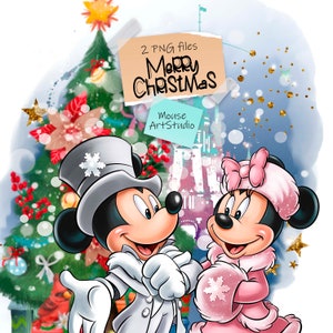 Happy Christmas, Mickey and Minnie, Sublimation Design, Digital Illustration, Instant Download