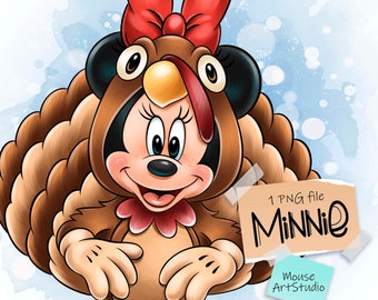 Happy Thanksgiving, Minnie, Sublimation Design, Digital Illustration, Instant Download