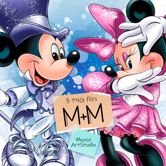 ミッキーとミニー、昇華デザイン、デジタルイラスト、即時ダウンロード