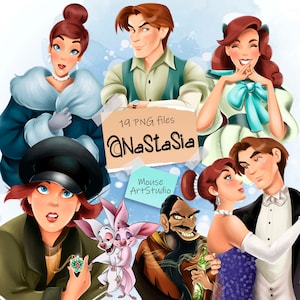 Anastasia Romanov, Dimitri png, Grigory Rasputin, Bartok PNG, Digital Illustration, Instant Download