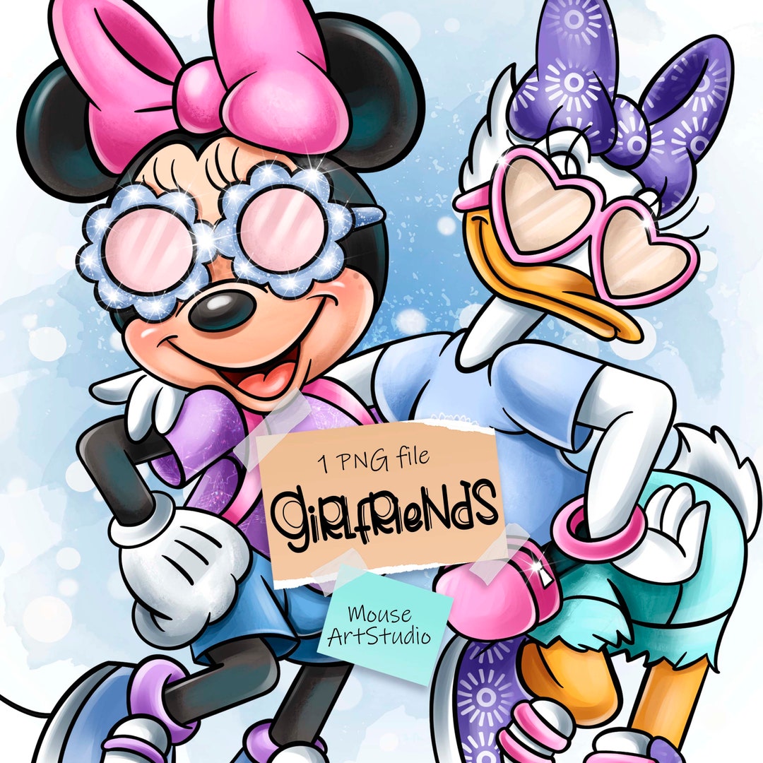 Minnie Mouse and Daisy Duck, Girlfriend, Digital Illustration