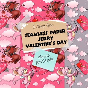 Digitales Papier, Engel und Dämon, Jerry Maus, Dekorpapier, nahtlose Muster, Stoffdruck, Instant Download