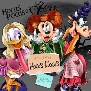 Winifred, Mary en Sarah, Hocus Pocus, Halloween, Minnie, Daisy, Clarabelle, sublimatieontwerp, digitale afbeelding, Instant Download