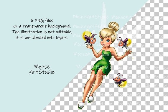 ティンカーベル、森の妖精、昇華デザイン、デジタルイラスト、即時