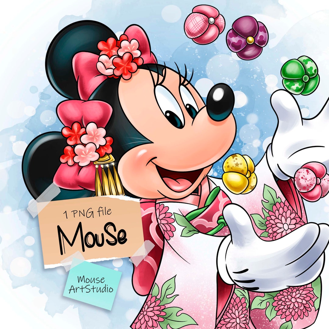 Minnie in a Kimono, Minnie Mouse PNG, Digital Illustration, Sublimation ...