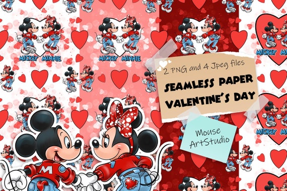 Decorative Paper, Valentine'S Day, Mickey And Minnie, Couple In.