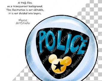 ミッキーマウス PNG、警察、昇華デザイン、デジタルイラスト、即時