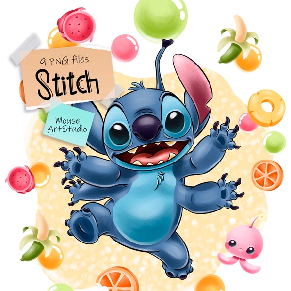 Stitch PNG, Summer and Fruit, Sublimation Design, Digital Illustration, Instant Download