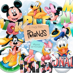 Topolino e i suoi amici, design a sublimazione, illustrazione digitale, download istantaneo