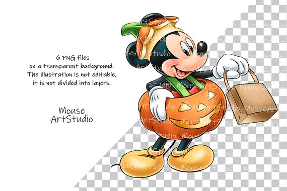 デジタルハロウィーンイラスト、ミッキーとミニー、昇華デザイン、即時