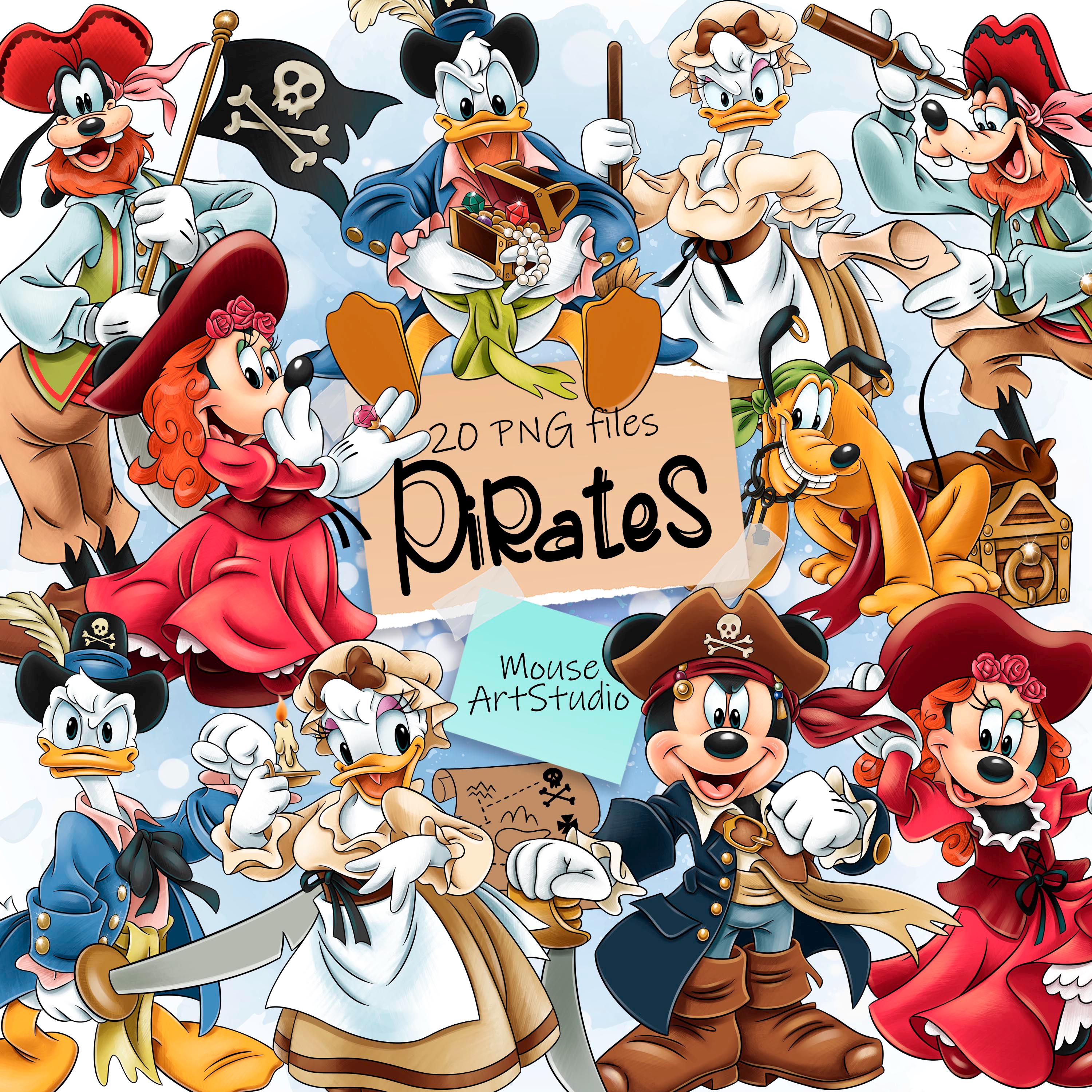 海賊をテーマにしたデジタルクリップアート、ミッキーとミニー