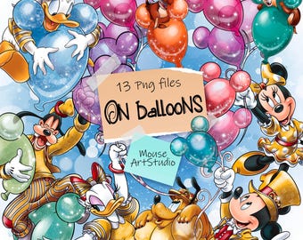 Minnie Mouse Birthday Balloons Clipart, Sublimation PNG (Digital Download)