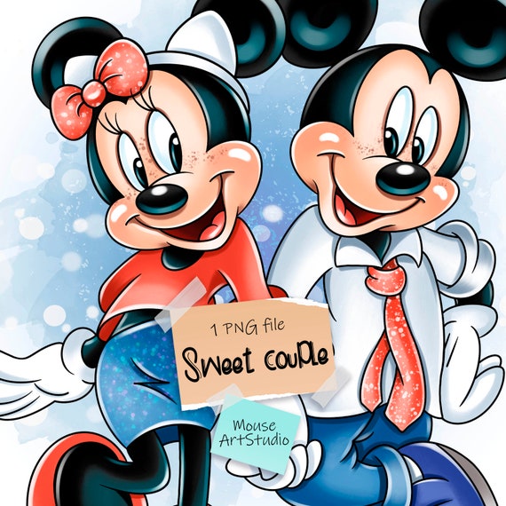 Sweet Couple, Mickey and Minnie, Sublimation Design, Digital