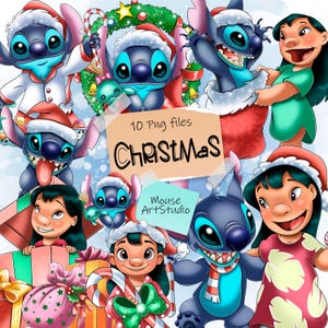 Lilo and Stitch, cadeaus, vrolijk kerstfeest, sublimatieontwerp, digitale afbeelding, Instant download