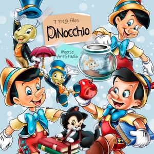 Pinocchio PNG, Wooden Doll, Jiminy Cricket, Sublimation Design, Digital Illustration, Instant Download