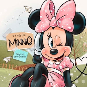 Minnie Mouse PNG, Summer PNG, Digital Illustration, Fabric Printing, Sublimation Design, Instant Download