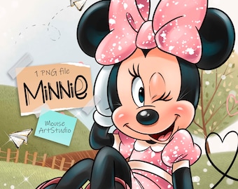 Minnie Mouse PNG, Summer PNG, Digital Illustration, Fabric Printing, Sublimation Design, Instant Download