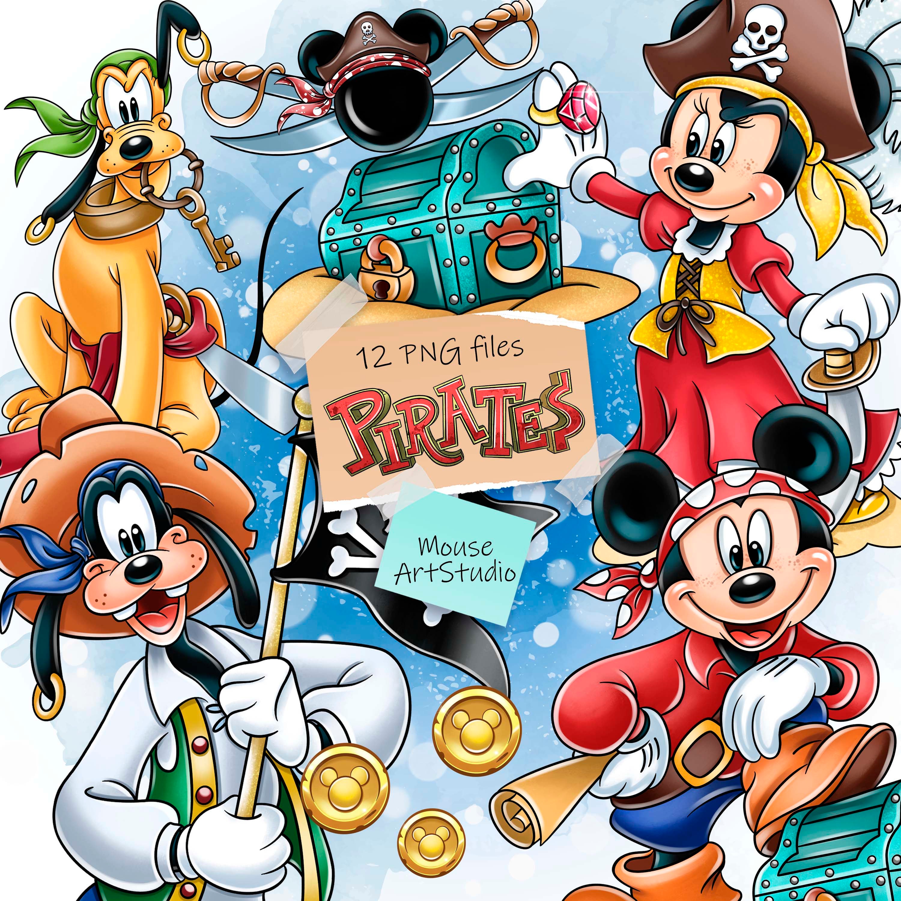 Pirates, Mickey Mouse and His Friends, Sublimation Design, Digital  Illustration, Instant Download 