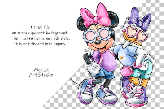 ミニーマウスとデイジーダック、ガールフレンド、デジタルイラスト