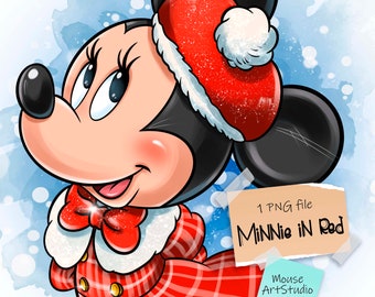 Digital Illustration, Minnie Mouse PNG, Happy New Year, Sublimation Design, Instant Download