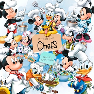 Chefs, Minnie PNG, Mickey Mouse, Daisy Duck, Donald, Goofy, Pluto, Digital Illustration, Instant Download