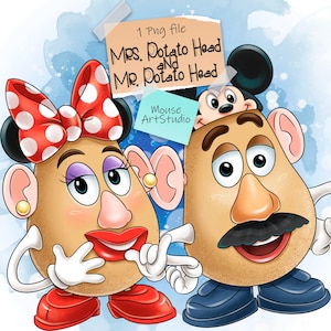 Clipart de la Señora y el Señor Cara de Papa en formato PNG, ilustración digital, impresión por sublimación, descarga instantánea