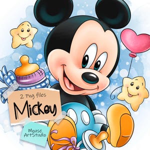 Mickey the Child - Clipart digitale, disegno a sublimazione, PNG disegnato a mano da Mouse Art Studio, adesivo cartoon, download immediato