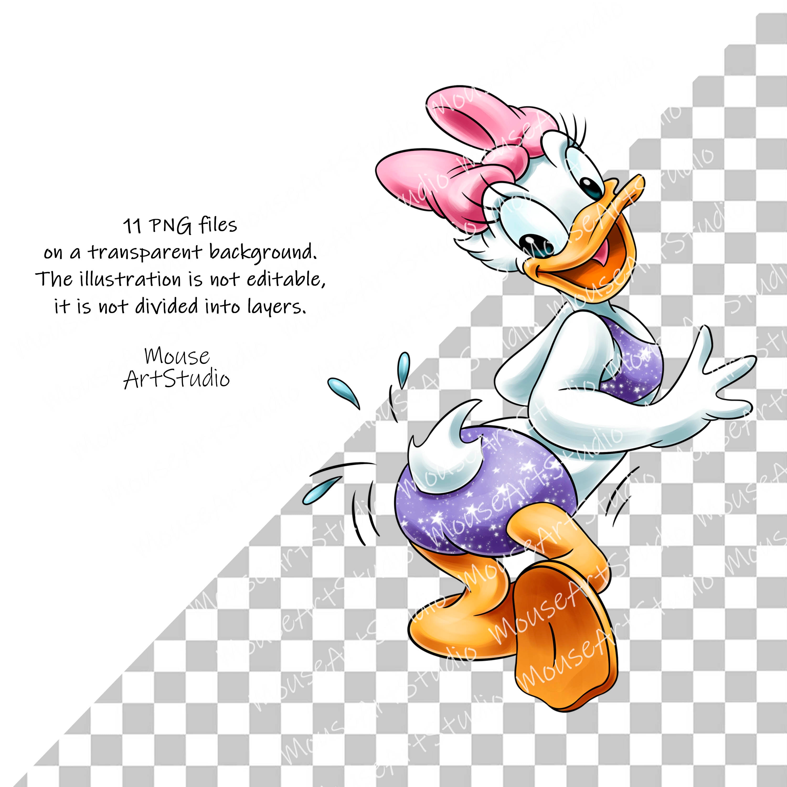 デイジーダック、かわいいデイジーPNG、昇華デザイン、デジタル