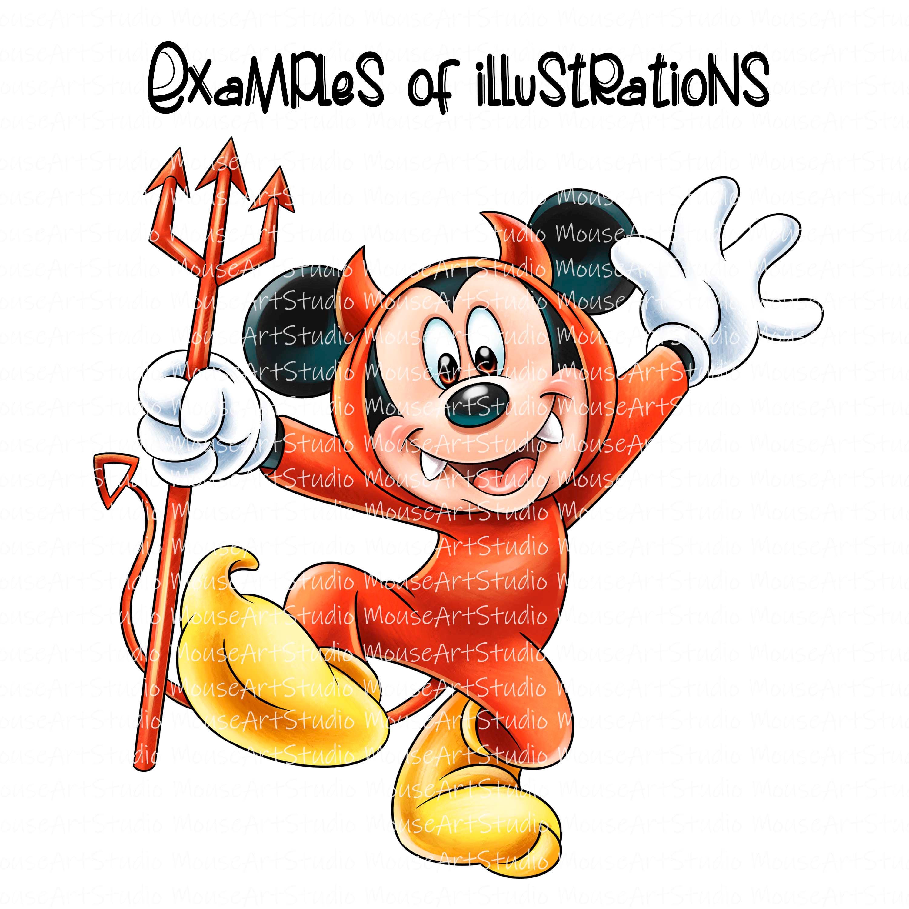 Digital Illustrations for Halloween, Mickey Mouse in a Devil
