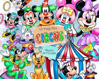 Y*u様 professora ソフビ mickey clown ミッキー Circus, Mickey and Minnie, Goofy, Pluto, Clowns, Acrobats
