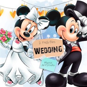 Sposa e Sposo, Topolino e Minnie, Nozze, Design a Sublimazione, Illustrazione Digitale, Download Istantaneo