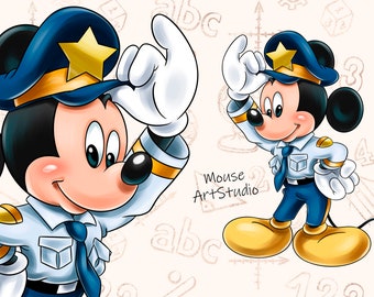 ミッキーマウス PNG、警察、昇華デザイン、デジタルイラスト、即時