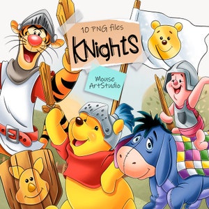 Caballeros, Winnie Pooh y sus amigos, Diseño de sublimación, Ilustración digital, Descarga instantánea